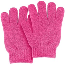 MOLOPPO Bath Glove 2 PCS Use Loofah Sponge Exfoliating Body Scrubber Deep Cleansing Removes Dead Skin for Both Women and Men（Pink Red）