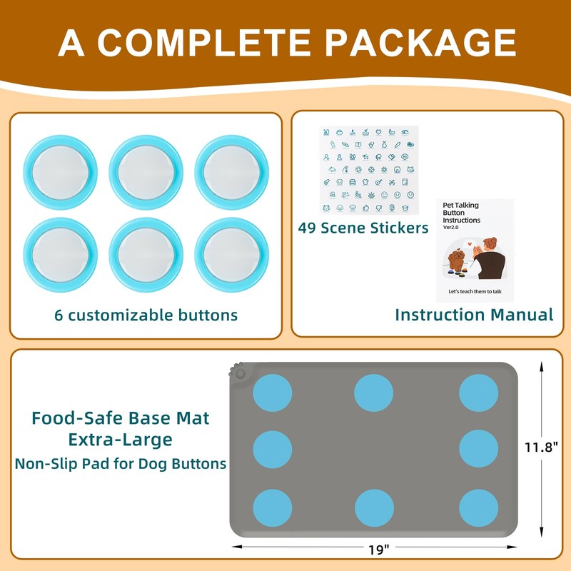 KIMPOK Dog Buttons for Communication – 6 Pack Rechargeable Dog