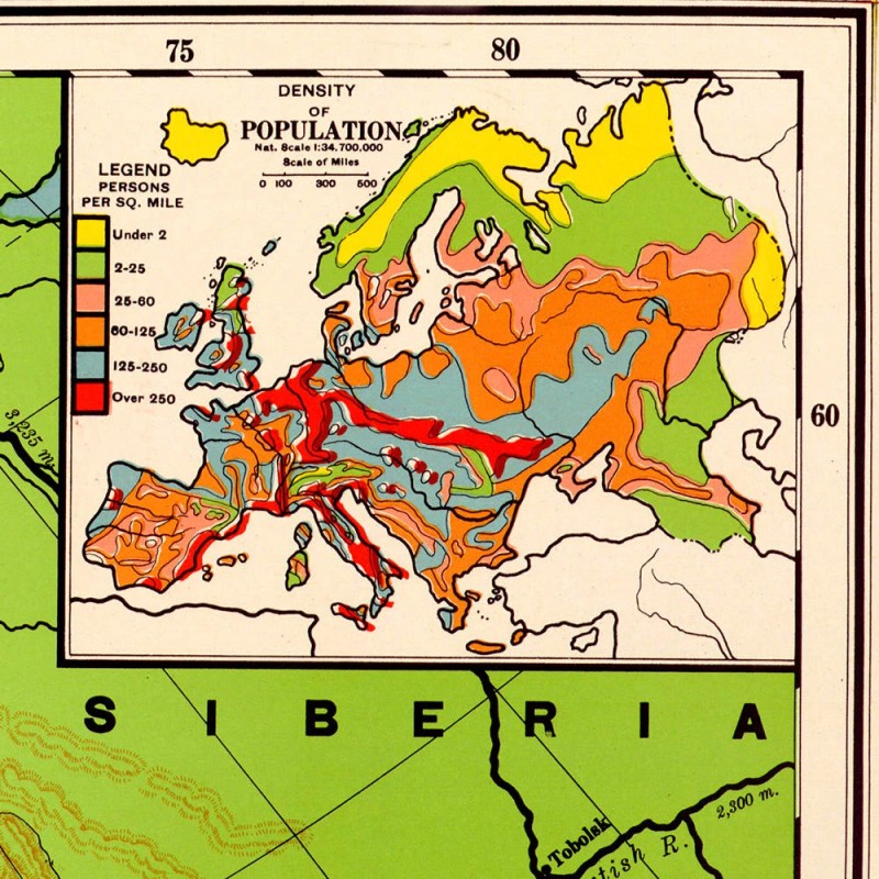 Antiguos Maps Bacon's Standard Wall MAP of EUROPE circa 1921