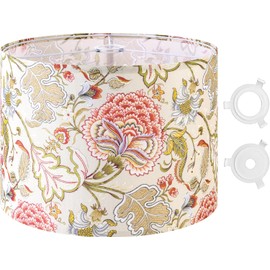 GO&SO 1 Pack Floral Large Drum Lamp Shade,16" x16" x10", 1.65" Spider E27 Base, Printed Pattern Design, DIY Assembly with Multi-Adapter (E14/10mm), Perfect for Table/Floor Lamps/Pendant Lighting