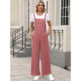 ANRABESS Overalls for Women 2025 Summer Casual Loose One Piece Outfits Baggt Wide Leg Jumpers Lightweight Comfy Rompers Rust X-Large