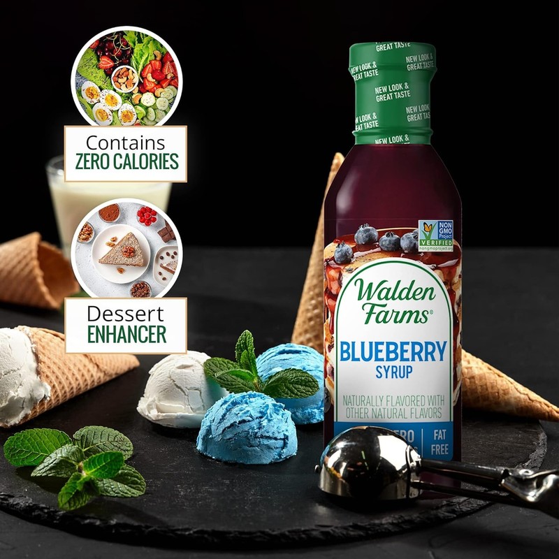 Walden Farms Blueberry Syrup - Sugar-Free, Calorie-Free, Low Carb, Keto-Friendly,