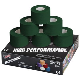 ALPIDEX 6 Rollen Sport Tape Set 3,8 cm x 10 m Gelenk Tapeverband Viele Farben Reißbares Unelastisches Sporttape Hautfreundlich Handball Fußball Volleyball, Farbe:grün