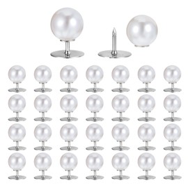 Pack of 30 Pearl Buttons for Clothes, 10 mm Removable Bead Studs, Reusable Button Covers without Sewing, Brooch Fixed Pearl Buttons for Women's Dresses, Scarves, Shirts, DIY Crafts