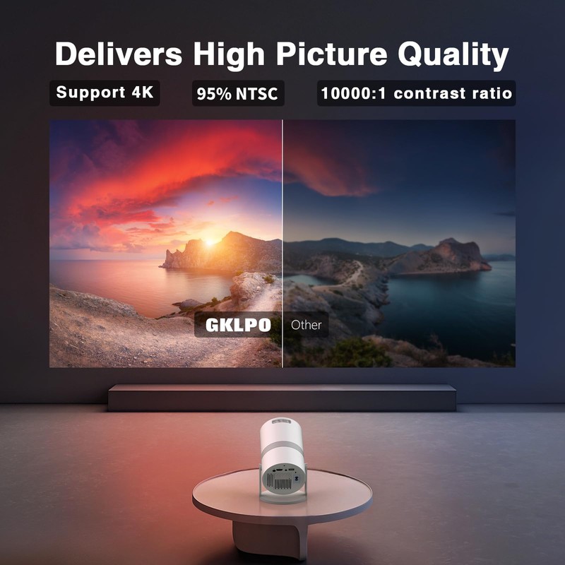 GKLPO Built-in Apps Projector 4K with WiFi 6 and Bluetooth,