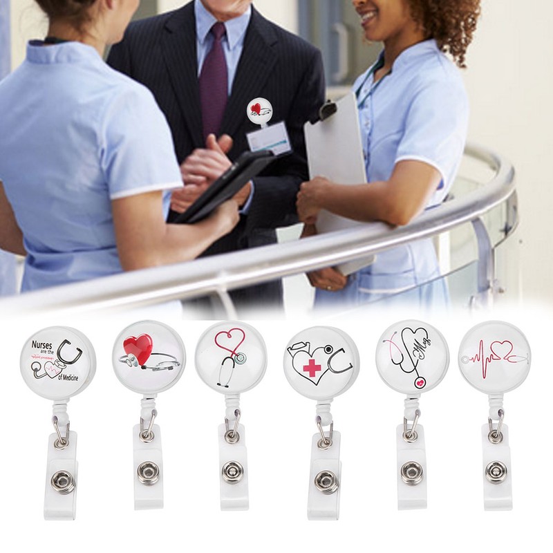 Retractable Badge Reel Clip Portable Nurse ID Name Card Badge