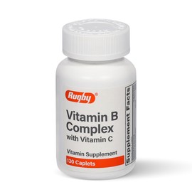 Rugby Vitamin B Complex with Vitamin C - Gluten-Free B Complex Vitamins for Energy, Metabolism, Nerve, and Immune Support, 130 Caplets