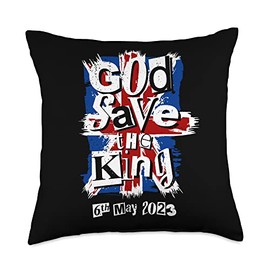 God Save the King Charles III Coronation 2023 Punk Throw Pillow
