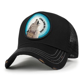 ililily Premium Endangered Gray Wolf Embroidery Baseball Cap Structured Hat (as1, Alpha, m, Black - Gray Wolf)