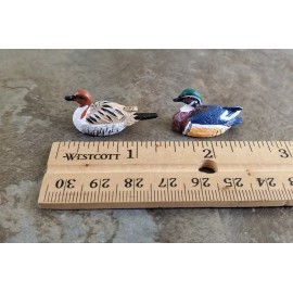 Town Square Miniatures Dollhouse Miniature Wood Ducks Decoys Figures 1:12 Scale Bird Set of 2