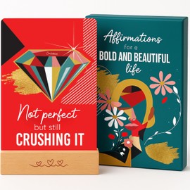 Enqli Affirmation Cards for Women – Bold & Beautiful Gift Set with 44 Daily Empowering Quotes + Wooden Stand – Self Love, Confidence, Motivation, Mindfulness