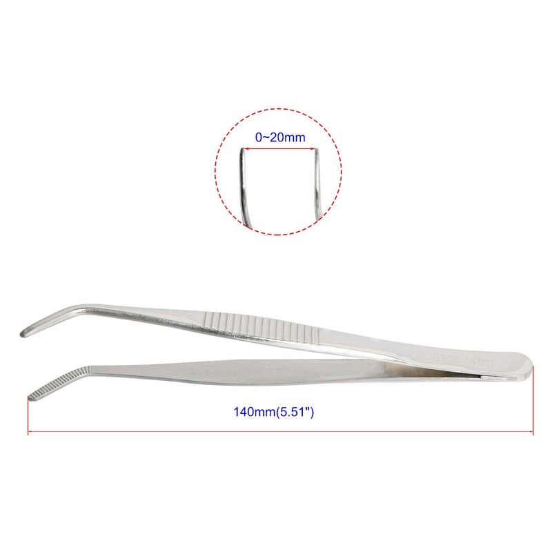 Aoje-Link 304 Stainless Steel Tweezers with Curved Serrated Tip Sewing