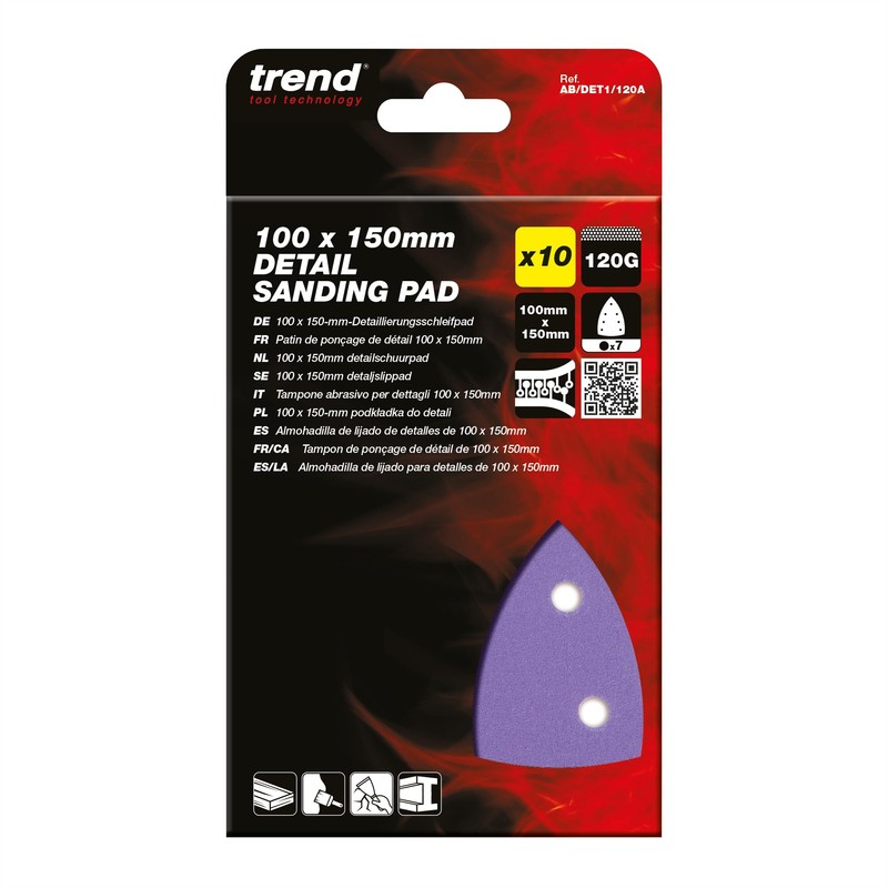 Trend 100 x 150 mm 7-Hole Detail Sanding Pads, 120