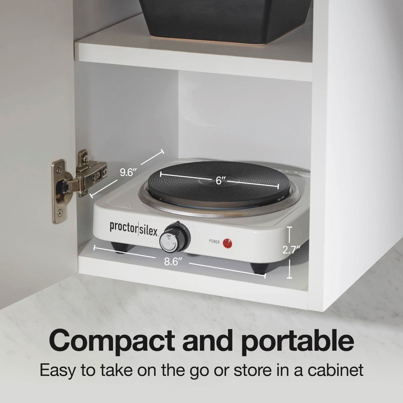 Proctor Silex Portable Electric Stove, Cast Iron Single Burner Cooktop,