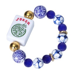 American Mahjong Accessory (Blue) with A Joker Tile, Fits Wrist Sizes Ranging from 5.7 to 7.25 Inches