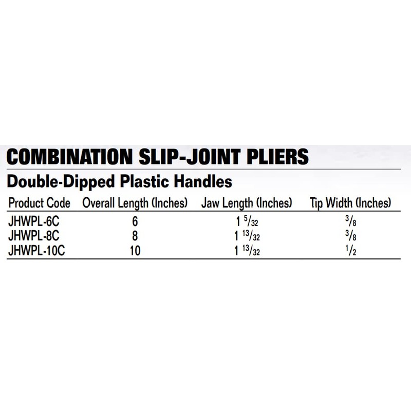 Williams PL-6C 6-Inch Combination Slip Joint Pliers