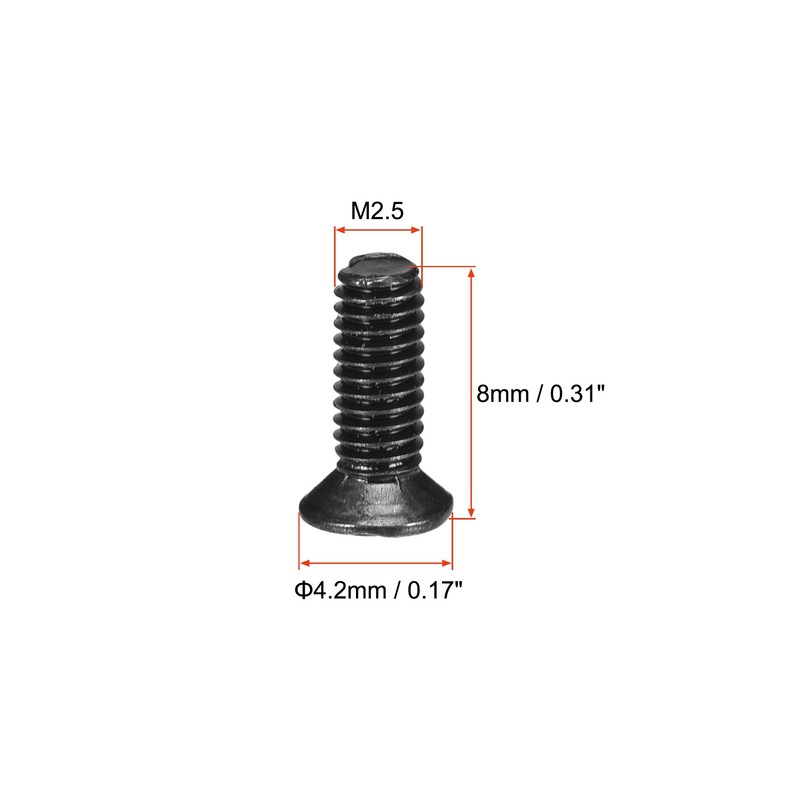 uxcell M2.5 x 8mm Phillips Screw Fasteners Black for Laptop