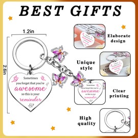 OZUEMUL Butterfly Keychain Encouragement Gifts for Women Sometimes You Forget Your Awesome Gifts Butterfly Accessories for Women Inspirational Quotes