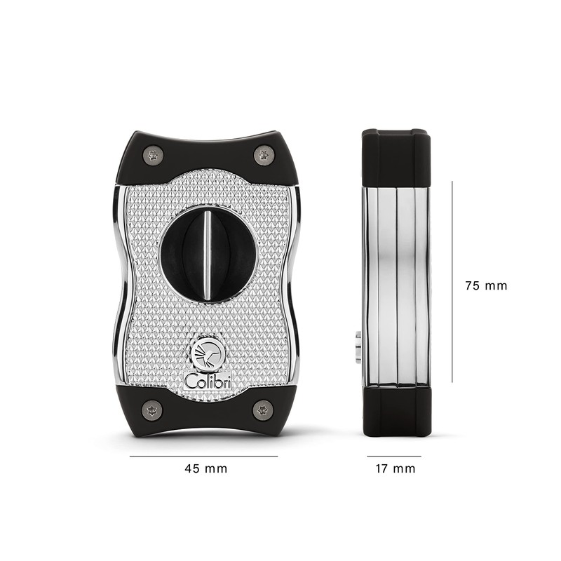 Colibri SV-Cut Cigar Cutter| Chrome with Black Accents |Spring Loaded