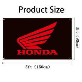 RAUMM Banner,HONDA Motorcycle Racing 3x5ft Car Flag Banner, Snap On Flag Tools 100% Polyester, for Car Fans Large Decor Emblem Outdoor/Indoor Banner with Brass Grommets., 3x5ft Banner, RAUMM-CF201