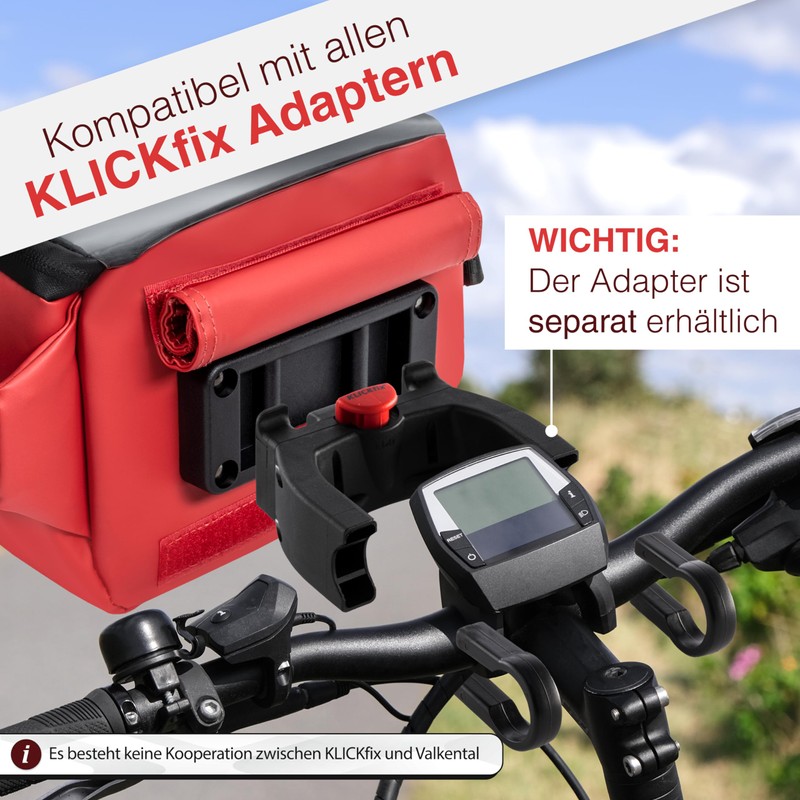 Valkental® - Klickfix 3-in-1 Bicycle Bag Handlebar Compatible | Fully