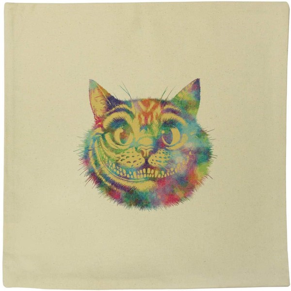 Azeeda 40cm x 40cm 'Colourful Cheshire Cat' Canvas Cushion Cover
