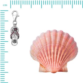 Quiges 925 Silver Charm Pendant Slippers with Lobster Clasp for Bracelets, Glass enamel Glass, Cubic Zirconia