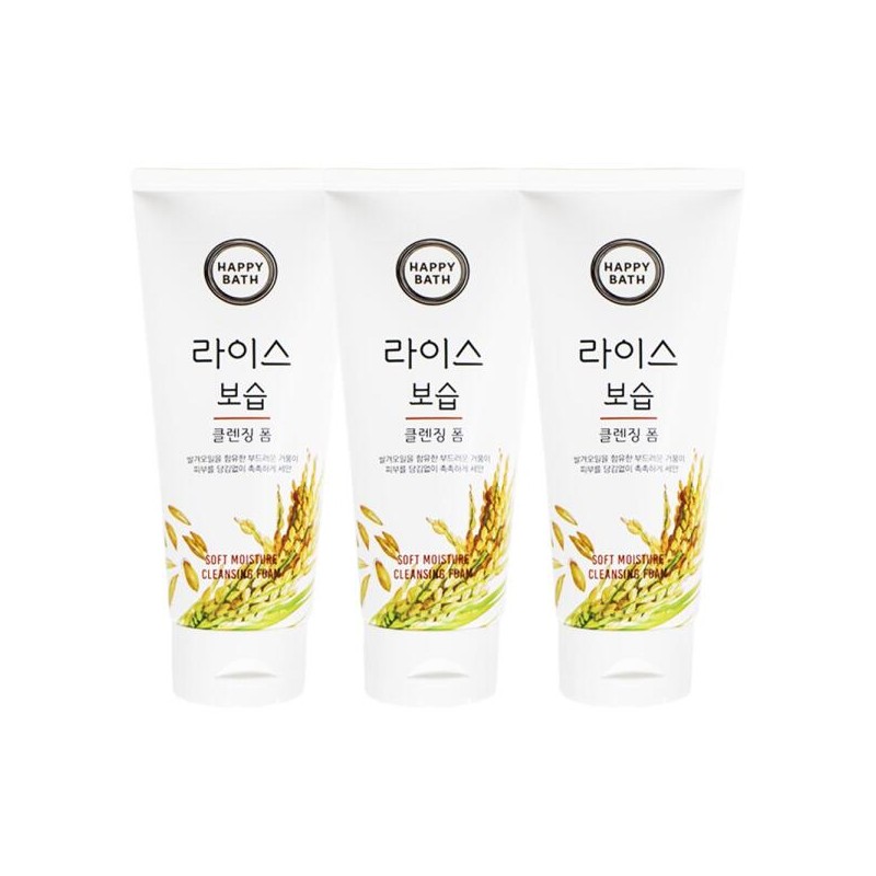 Happybath 해피바스 라이스 보습 클렌징 폼 200g X 3개 Happy