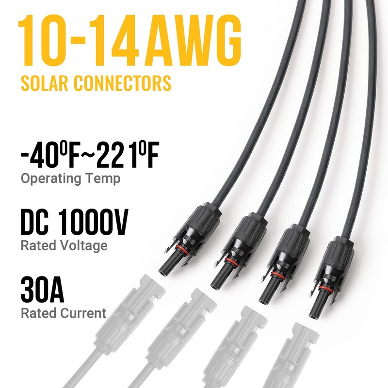 BougeRV Solar Y Branch Connectors Extra Long Solar Panel Parallel