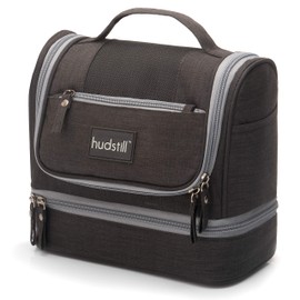 Hudstill Premium Hanging Travel Toiletry Bag Organizer with Waterproof Section 6 Piece Travel Bottle Set and 11 Compartments for Men and Women for Toiletries, Cosmetics and Shaving Gear (Black)