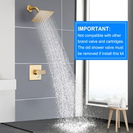 Esnbia Shower Kit, Shower Faucet Set（Valve Included) with 6-Inch Rain Shower Head, Single-Handle Shower Trim Kit, Brushed Gold