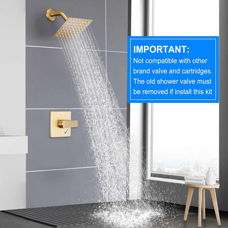 Esnbia Shower Kit, Shower Faucet Set（Valve Included) with 6-Inch Rain
