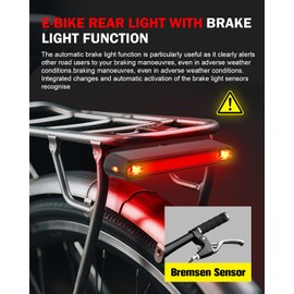 SFGSUP LED Rear Light for E-Bike with Brake Light, StVZO Approved, IPX5 Waterproof, Pannier Rack Mounting