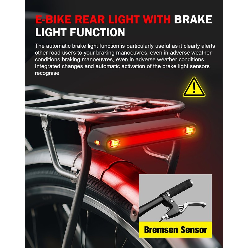 SFGSUP LED Rear Light for E-Bike with Brake Light, StVZO