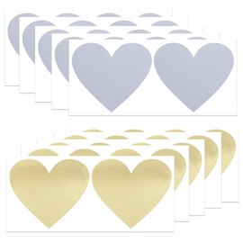 Scratch Off Stickers 20 Pieces Heart Scratch Stickers in 2 Colours, DIY Surprise Gifts or Private Message, Cards, Gold, Grey