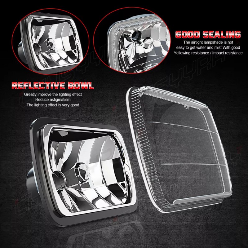 CHUSYYRAY Pair 7X6 5x7 LED Headlights Square For Chevy Express