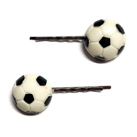 SOCCER BALL Sport Handmade Bobby PIn Hair clips - Set of 2