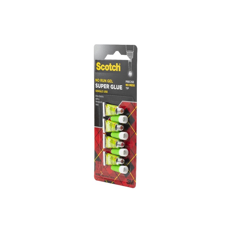 Scotch Super Glue Gel, 4-Pack of Single-Use Tubes, .017 oz