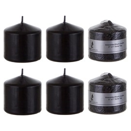 Mega Candles 6 pcs Unscented Black Round Pillar Candle, Pressed Premium Wax Candles 3 Inch x 3 Inch, Home Décor, Wedding Receptions, Baby Showers, Birthdays, Celebrations, Party Favors & More
