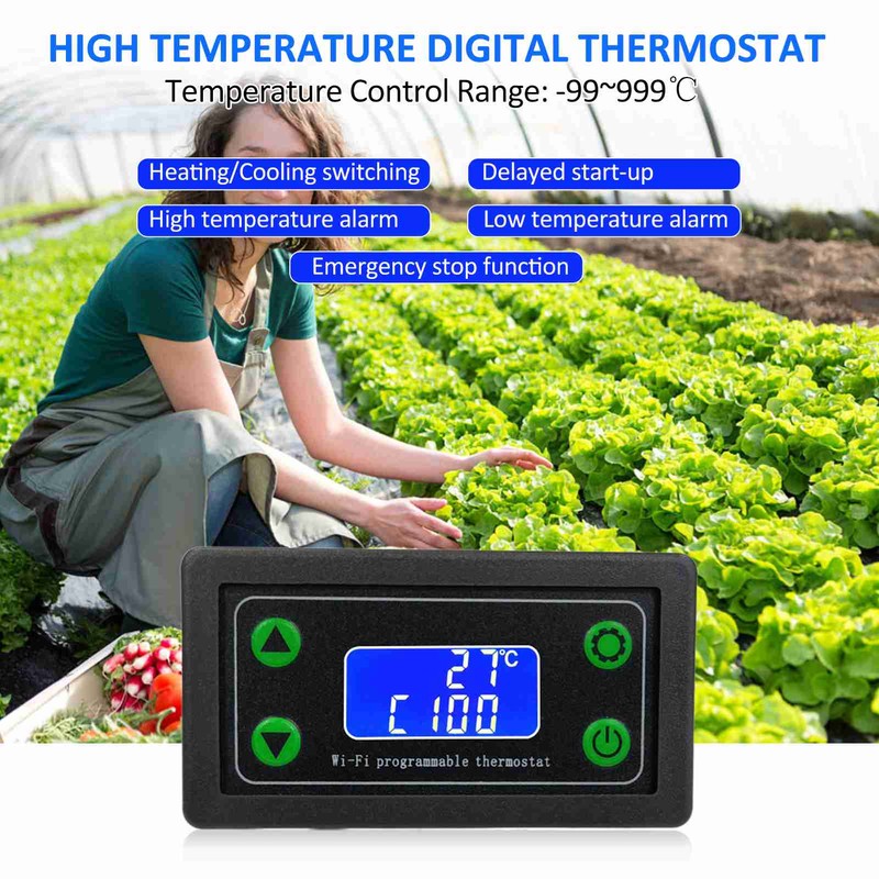 WIFI Remote High Temperature Digital Thermostat LCD Screen Display K