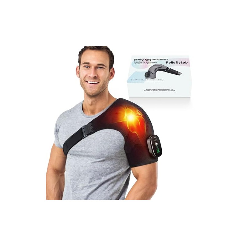 RelieflyLab 3 in 1 Shoulder Massager, Heated Strap with Vibration,