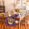 Linen Mardi Gras Table Runner Purple Mask Beads Iris Fleur