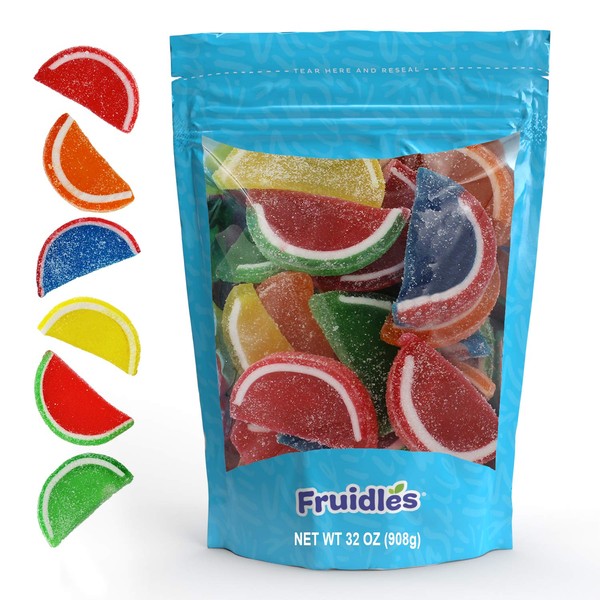 Original Jelly Fruit Slices, Gummi Sweet Confection Candies, Traditional Old Fashioned, Vegan, Gluten-Free, Kosher Certified Parve (Assorted Fruit Slices, 2 Pounds)