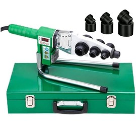 Electric Plastic Welder, 110V Plastic Welding Machine, PP PPR PE PB PPC Plastic Pipe Welder, Temp Adjustable Socket Fusion Pipe Welder Kit w/ 0.79/0.98/1.26/1.57/1.97/2.46” Die Heads & Iron Case