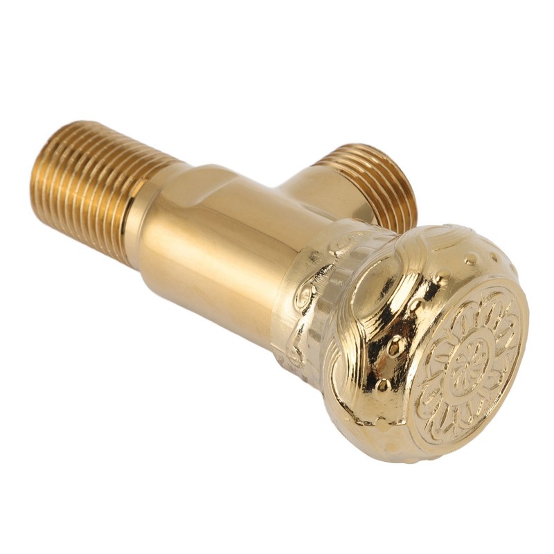 Angle Stop Valve Gold Antique Full Copper Carving Thicken Cold