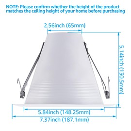 TORCHSTAR 6 Inch Recessed Can Light Trim, Air Tight Baffle Trim, IC-Rated Anti-Glare for 6 Inch Can, Self-Flanged Recessed Light Trim, White, Pack of 6
