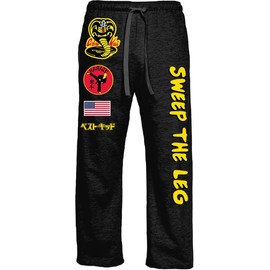 Ripple Junction Cobra Kai Sweep The Leg Karate Logos Adult TV Show Lounge Pants X-Large Black