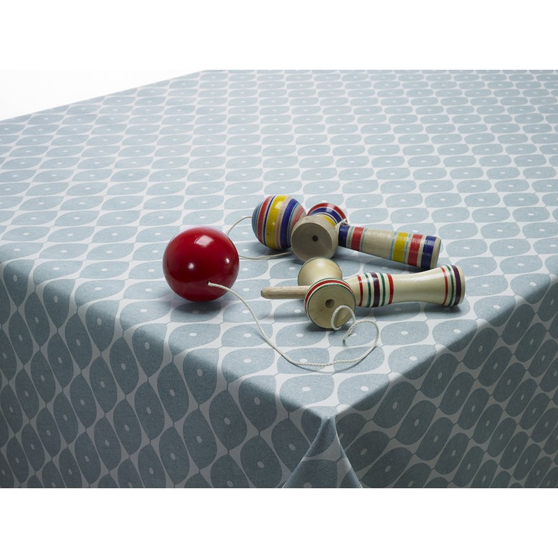 Wipe Clean Tablecloth PVC Vinyl Oilcloth Duck Egg Geometric Ovals
