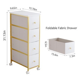 Narrow Storage Cabinet, Narrow Nightstand Dresser with 4 Drawers