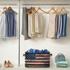 Retro American Flag Storage Basket Collapsible Storage Box with Leather
